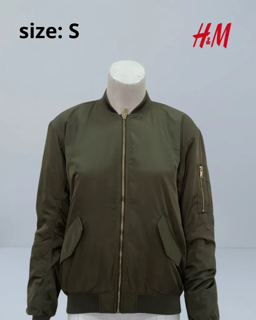 H&M Women Bomber Jacket Olive Green size small